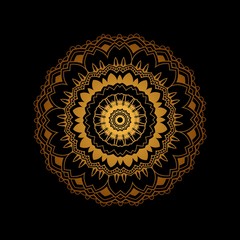 Luxury golden mandala art design on dark background