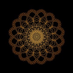 Luxury golden mandala art design on dark background