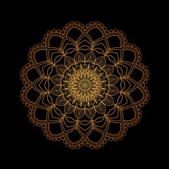 Luxury golden mandala art design on dark background