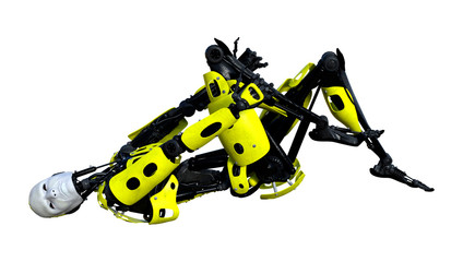 3D Rendering Male Robot on White