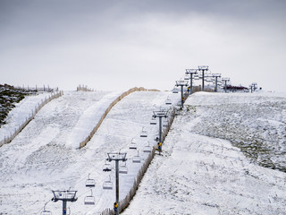 Chair lift on the La Covatilla ski slope (Bejar, Salamanca)