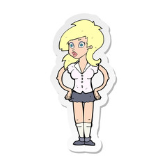 sticker of a cartoon pretty woman