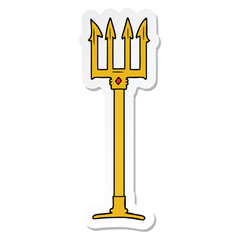 sticker of a cartoon trident