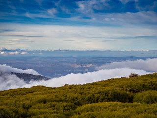 Landscape with a sea of clouds on the mountain in La Covatilla, Bejar (Salamanca)