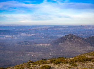 Aerial view of a mountain landscape on La Covatilla, Bejar (Salamanca)