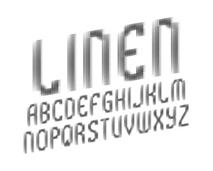 Linen alphabet. Black gray dynamic font. Isolated english alphabet.