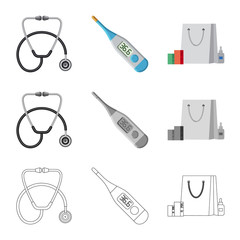 Vector design of pharmacy and hospital symbol. Collection of pharmacy and business stock vector illustration.