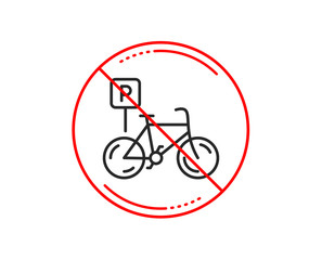 No or stop sign. Bicycle parking line icon. Bike park sign. Public transport place symbol. Caution prohibited ban stop symbol. No  icon design.  Vector