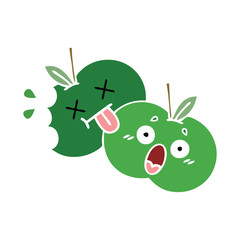 flat color retro cartoon apples