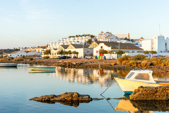 Ayamonte cityscape with fishermen's boats, Andalusia, Spain