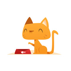 Cartoon cat asking for food vector isolated illustration