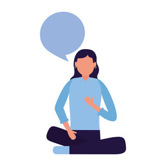 woman sitting speech bubble