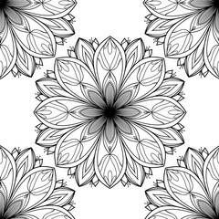 Seamless pattern of mandala on white background.
