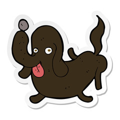 sticker of a cartoon dog sticking out tongue