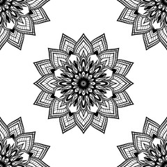 Seamless pattern of mandala on white background