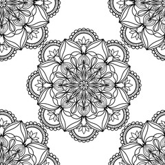 Seamless pattern of mandala on white background