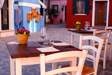 reserved table in the restaurant, outdoor