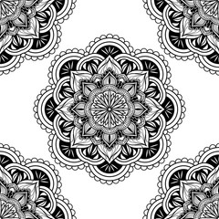 Seamless pattern of mandala on white background