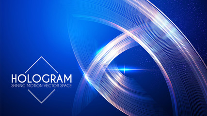 Hologram. Abstract Background with Motion Lights. Shining Space.