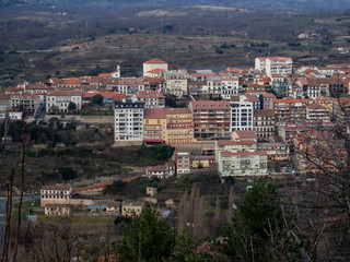 Fototapeta na wymiar Aerial view of the mountain village Bejar (Salamanca)