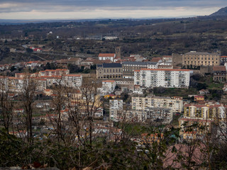 Aerial view of the mountain village Bejar (Salamanca)