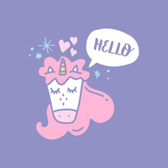 Unicorn head nursery wall art, animal prints, baby room pictures, commercial and personal use clip art, vector graphics