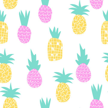 Cute pineapple pattern background vector illustration
