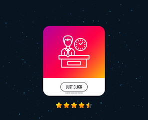 Presentation time line icon. Watch sign. Web or internet line icon design. Rating stars. Just click button. Vector