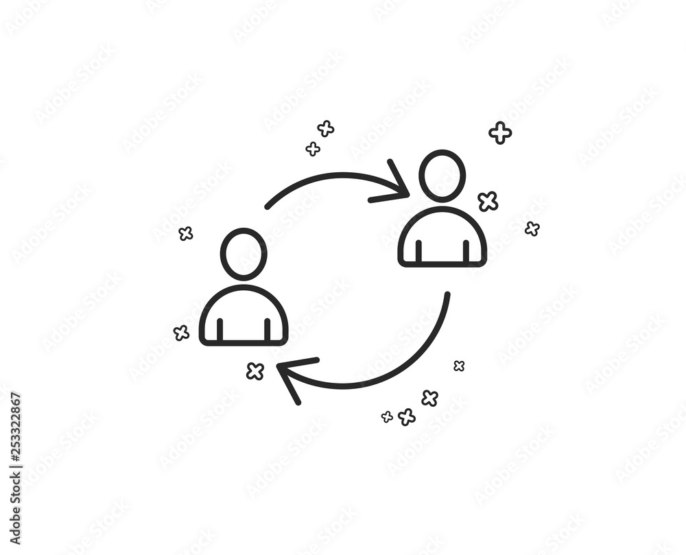 Aufkleber teamwork line icon. user communication or human resources. profile avatar sign. person silhouette sy