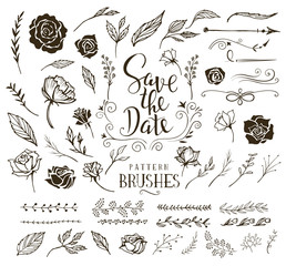 Collection of design elements for wedding invitation