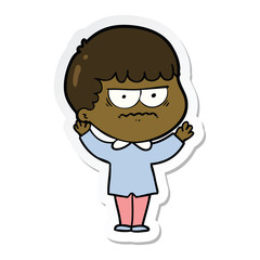 sticker of a cartoon annoyed man