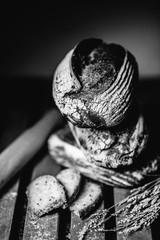 Fresh fragrant bread on the table. Food concept