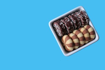 biscuits on a blue background