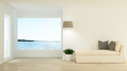 Fototapeta na wymiar The interior minimal hotel relax space 3d rendering and nature view background 