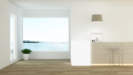 Reception counter interior 3D rendering in hotel - minimal style	