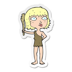 sticker of a cartoon cave woman