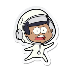 sticker of a cartoon surprised astronaut