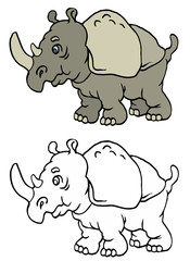 coloring pages for childrens with funny animals,rhinoceros
