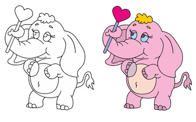 coloring pages for childrens with funny animals,Valentine's Day, cute little elephant with a heart-01.zip