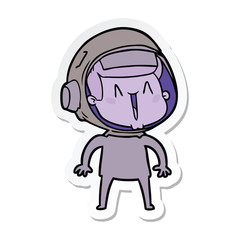 sticker of a happy cartoon astronaut
