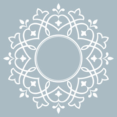 Decorative frame Elegant vector element for design in Eastern style, place for text. Floral blue border. Lace illustration for invitations and greeting cards