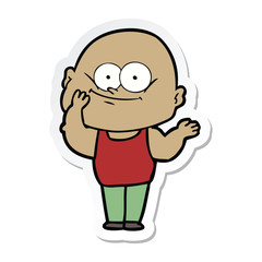 sticker of a cartoon bald man staring