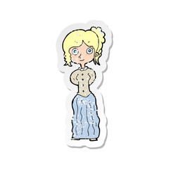 retro distressed sticker of a cartoon happy woman