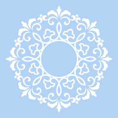 Decorative frame Elegant vector element for design in Eastern style, place for text. Floral blue border. Lace illustration for invitations and greeting cards