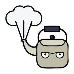 cute cartoon steaming kettle