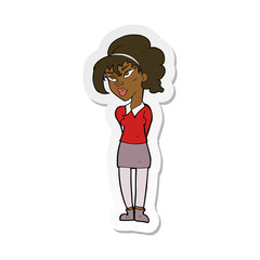 sticker of a cartoon pretty girl tilting head