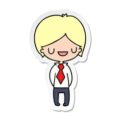 Fototapeta na wymiar sticker cartoon of a kawaii cute boy