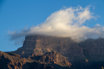 The cliff tops of the superstition mountains in morning light.