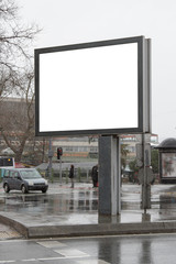 Billboard on street in winter