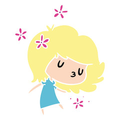 cartoon of a cute kawaii girl